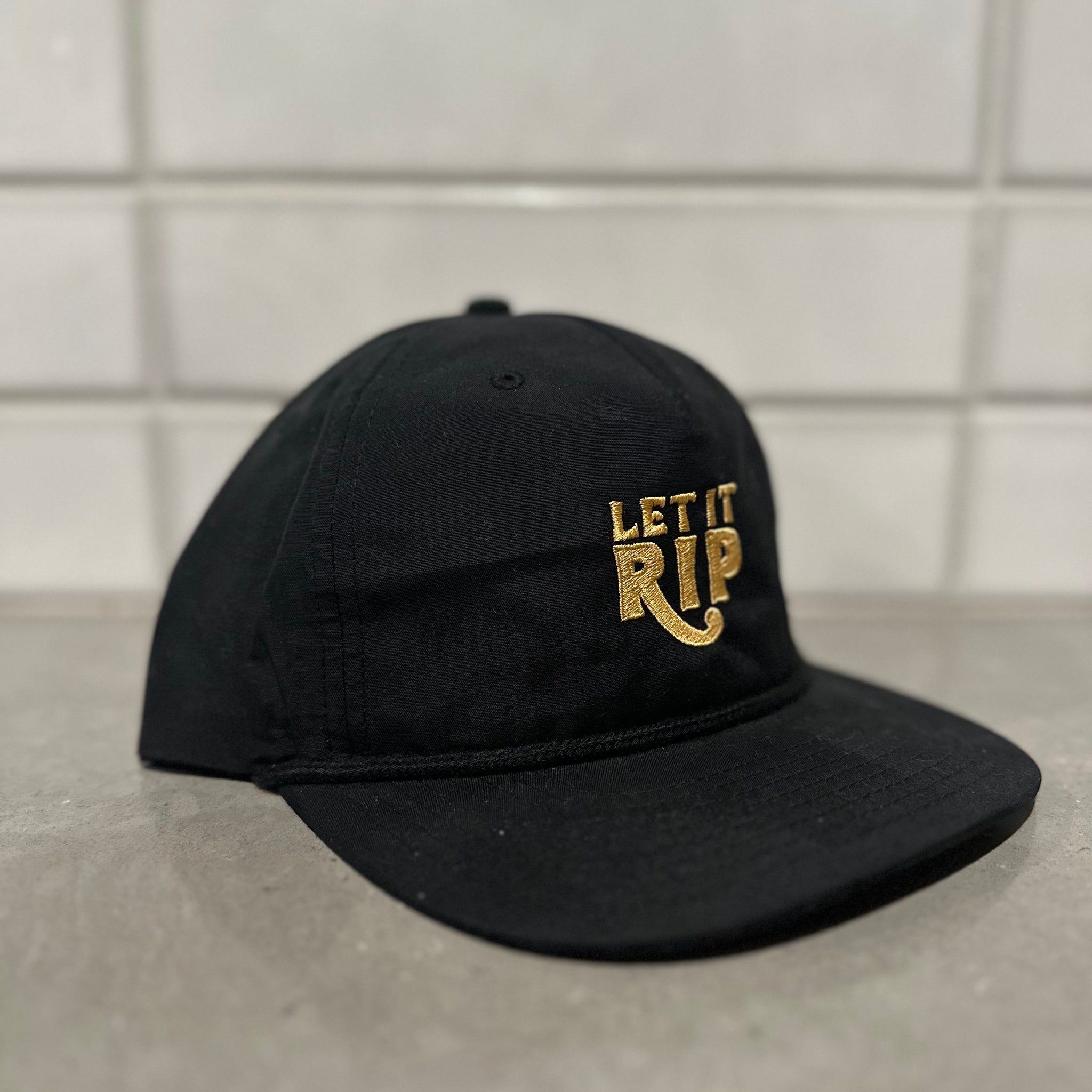 Black & Gold Rope Hat - Hook Logo