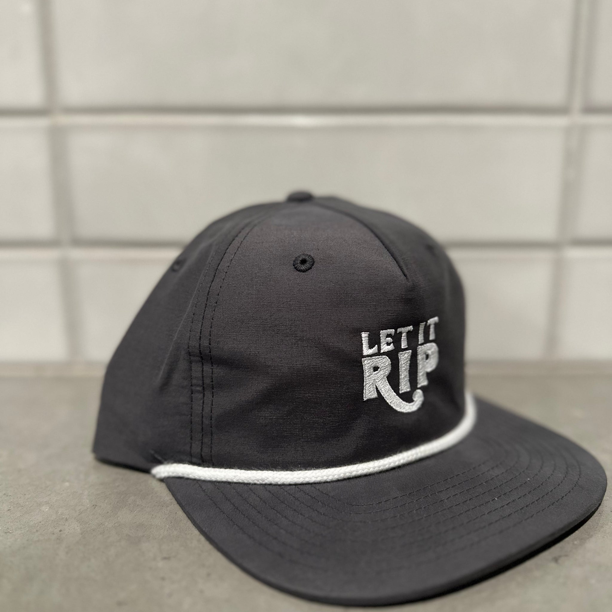 Gray & White Rope Hat - Hook Logo