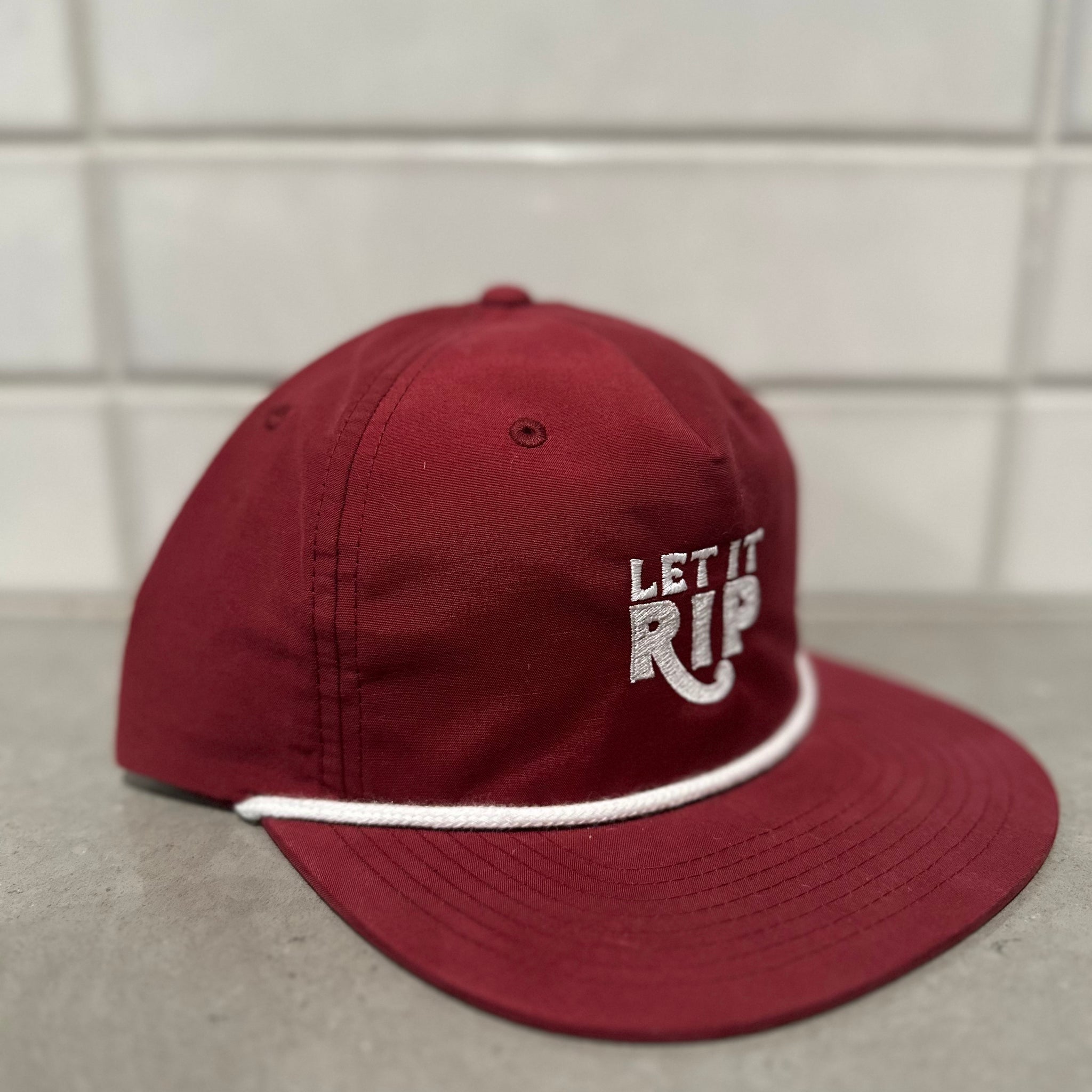 Red & White Rope Hat - Hook Logo