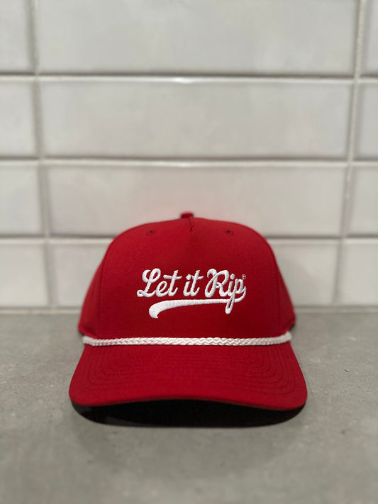 Red & White Rope Hat - Script Logo