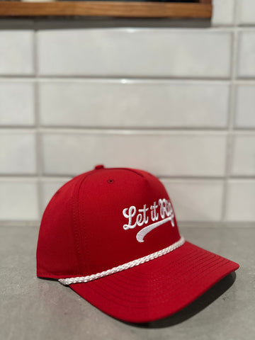 Red & White Rope Hat - Script Logo