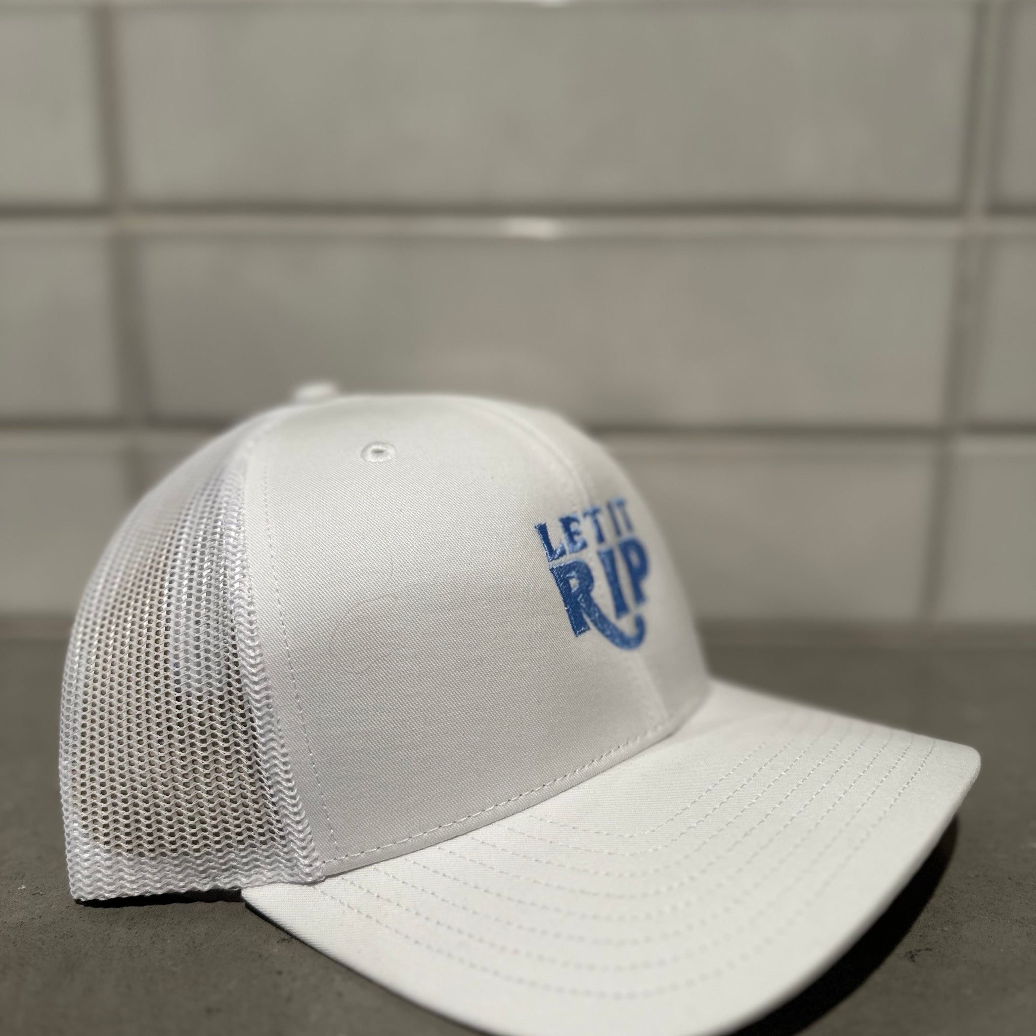 White & Baby Blue - Mesh Back - Hook Logo